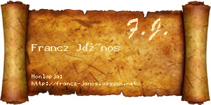 Francz János névjegykártya