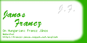 janos francz business card