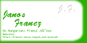 janos francz business card